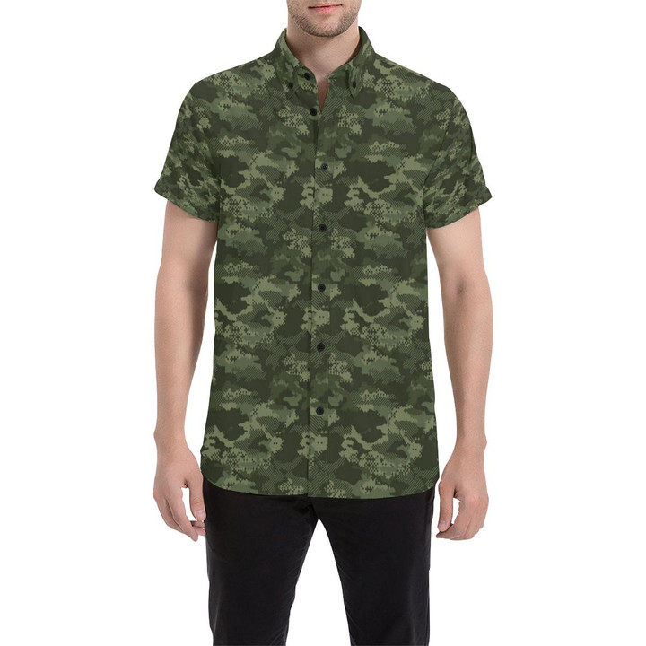 Army Camouflage Pattern Print Design 02 3d Men's Button Up Shirt