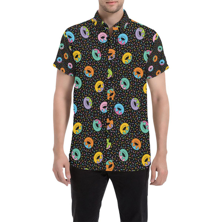Donut Pattern Print Design Dn012 3d Men's Button Up Shirt