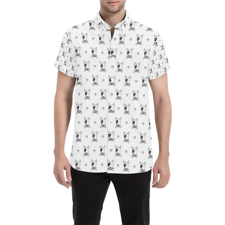 Bull Terriers Pattern Print Design 06 3d Men's Button Up Shirt