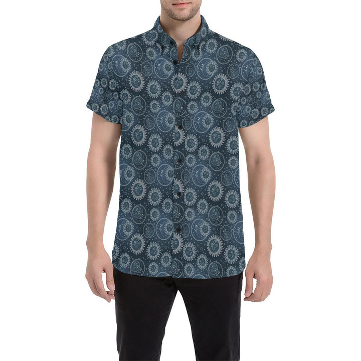 Sun Moon Tattoo Design Themed Print 3d Men's Button Up Shirt