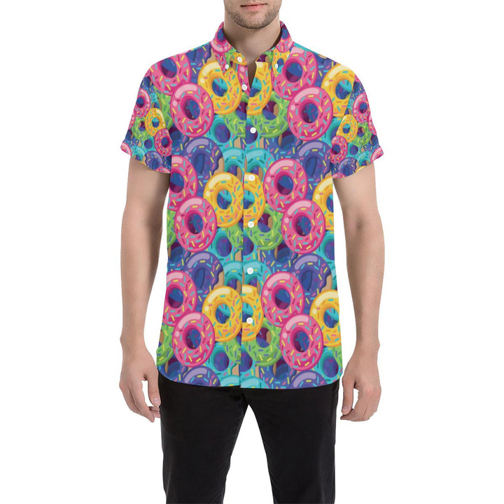 Donut Pattern Print Design Dn010 3d Men's Button Up Shirt