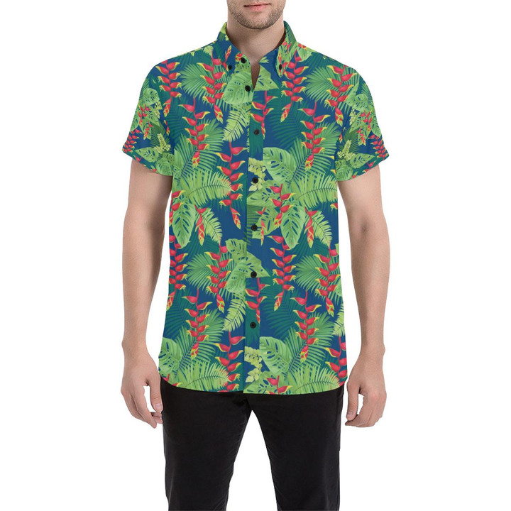 Heliconia Pattern Print Design Hl08 3d Men's Button Up Shirt