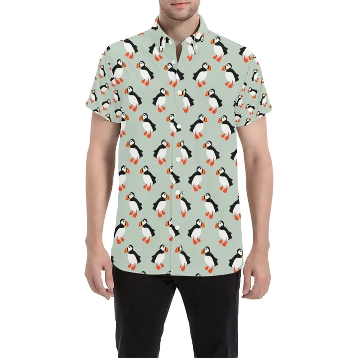 Puffin Pattern Print Design A03 3d Men's Button Up Shirt