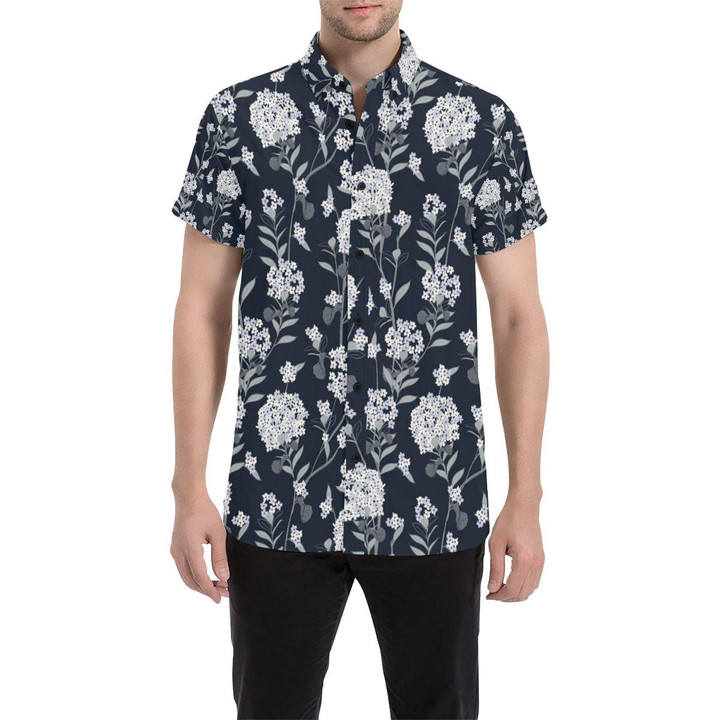 Hydrangea Pattern Print Design Hd07 3d Men's Button Up Shirt