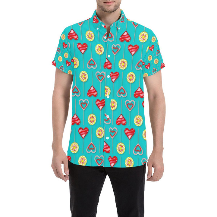 Lollipop Pattern Print Design Ll06 3d Men's Button Up Shirt