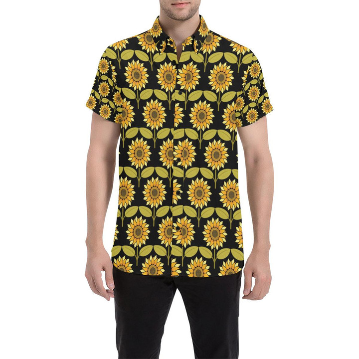 Sunflower Pattern Print Design Sf015 3d Men's Button Up Shirt