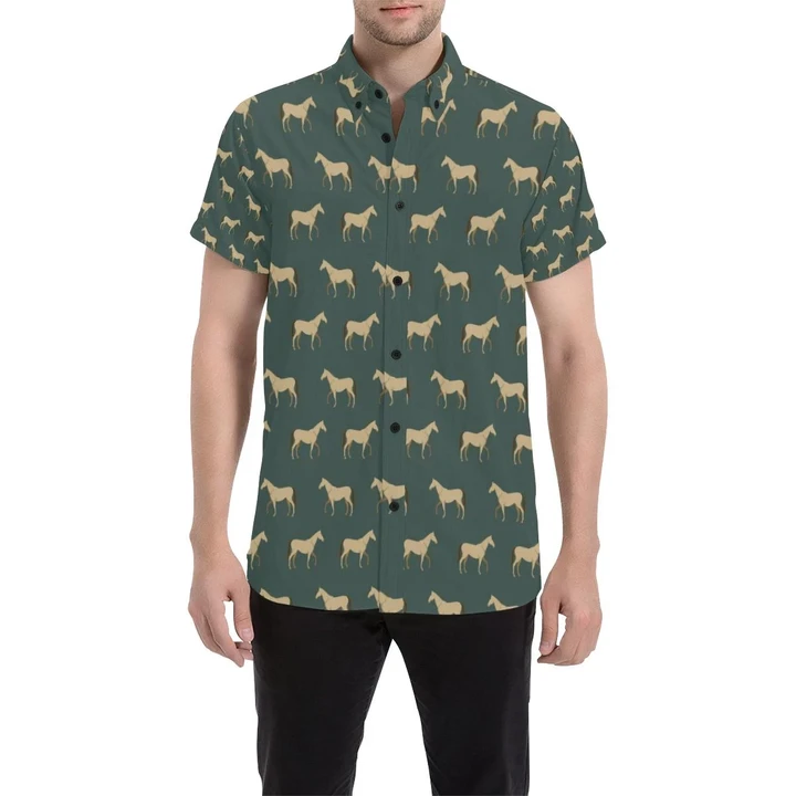 Horse Classic Themed Pattern Print 3d Men's Button Up Shirt