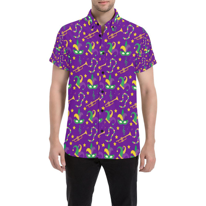 Mardi Gras Pattern Print Design 06 3d Men's Button Up Shirt