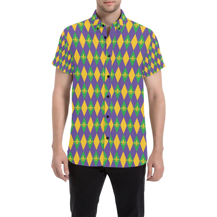 Mardi Gras Pattern Print Design 05 3d Men's Button Up Shirt
