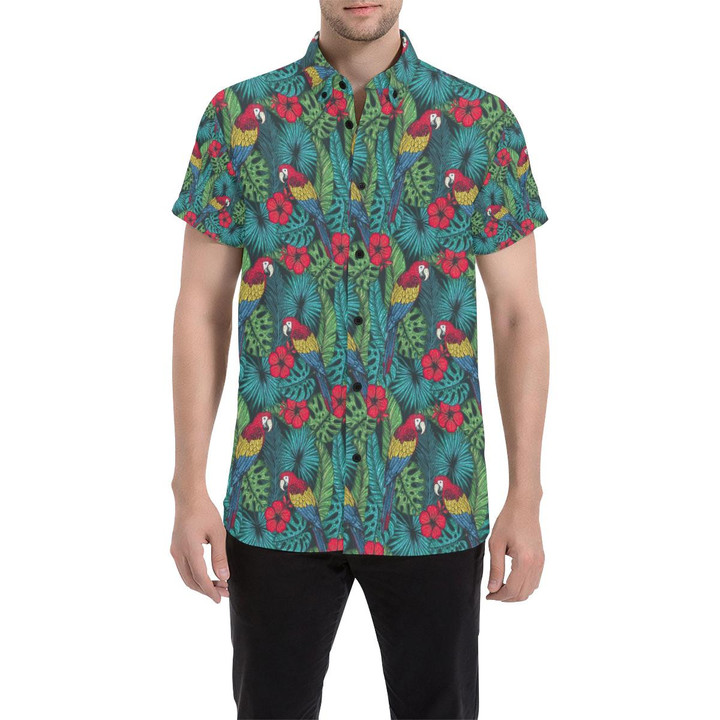 Parrot Pattern Print Design A05 3d Men's Button Up Shirt