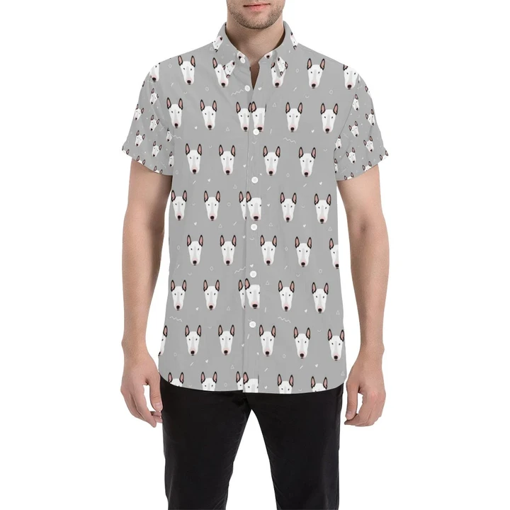 Bull Terrier Head Print Pattern 3d Men's Button Up Shirt
