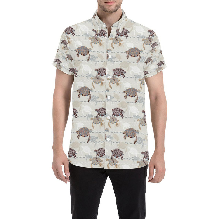 Sea Turtle Pattern Print Design T07 3d Men's Button Up Shirt