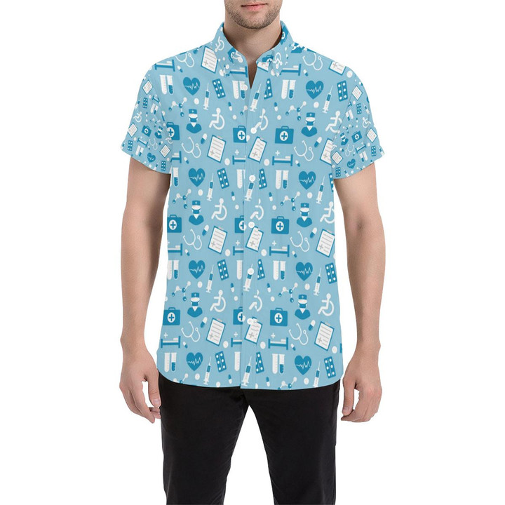Medical Pattern Print Design 05 3d Men's Button Up Shirt