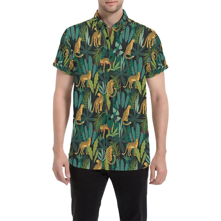 Jaguar Jungle Pattern Print Design 03 3d Men's Button Up Shirt