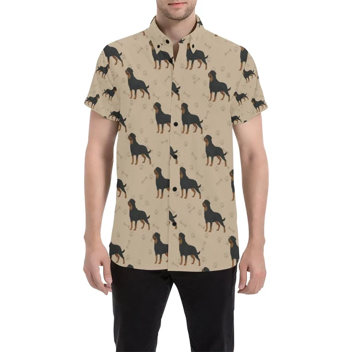 Rottweiler Pattern Print Design A01 3d Men's Button Up Shirt