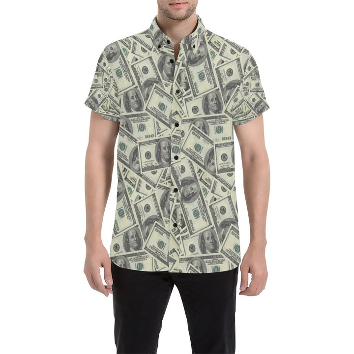 Dollar Pattern Print Design Do02 3d Men's Button Up Shirt