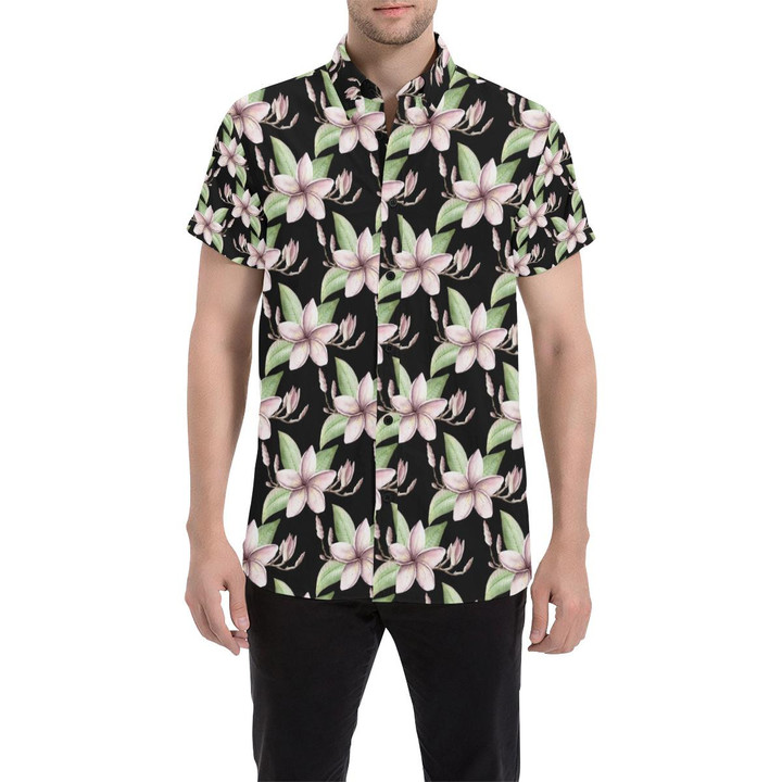 Plumeria Pattern Print Design Pm02 3d Men's Button Up Shirt