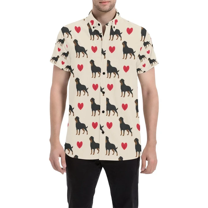 Rottweiler Pattern Print Design A02 3d Men's Button Up Shirt