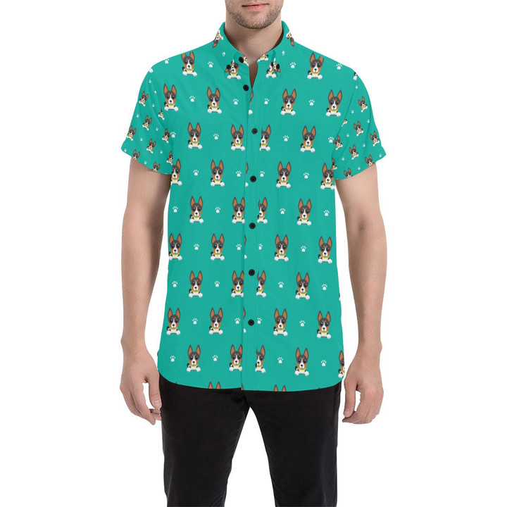 Basenji Pattern Print Design 03 3d Men's Button Up Shirt