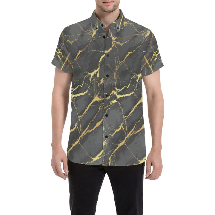 Marble Pattern Print Design 02 3d Men's Button Up Shirt