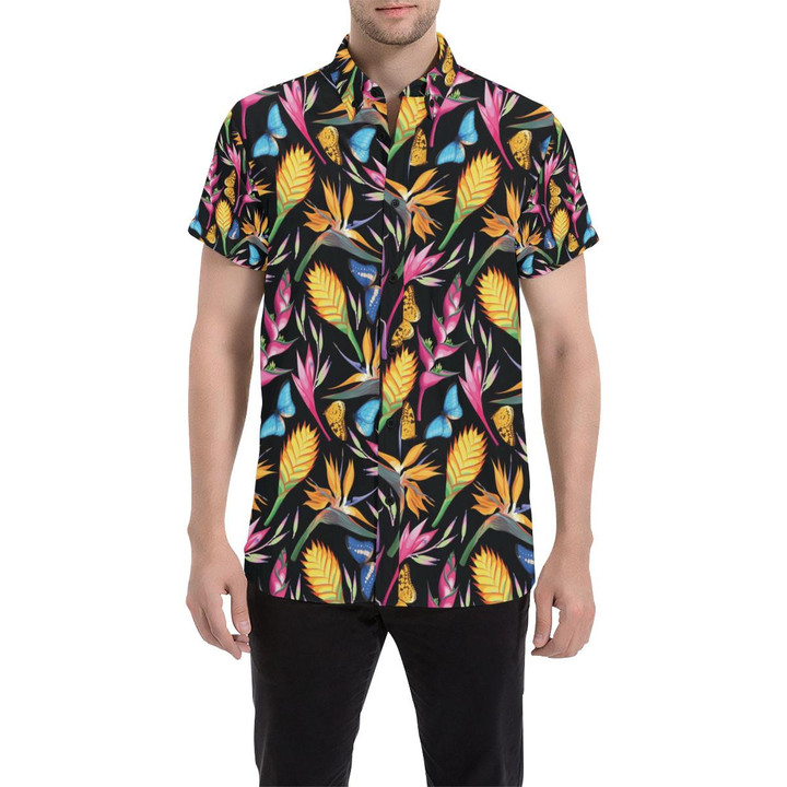 Tropical Flower Pattern Print Design Tf016 3d Men's Button Up Shirt