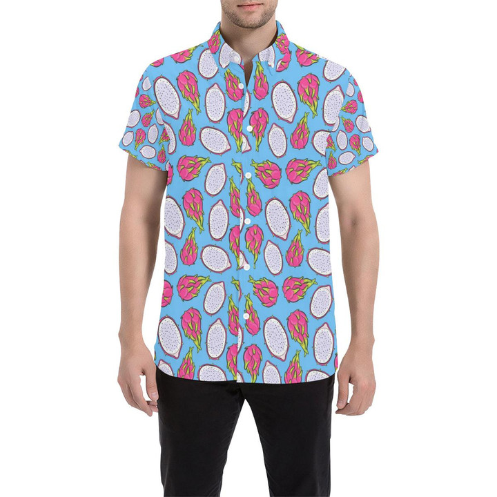 Dragonfruit Pattern Print Design Df04 3d Men's Button Up Shirt
