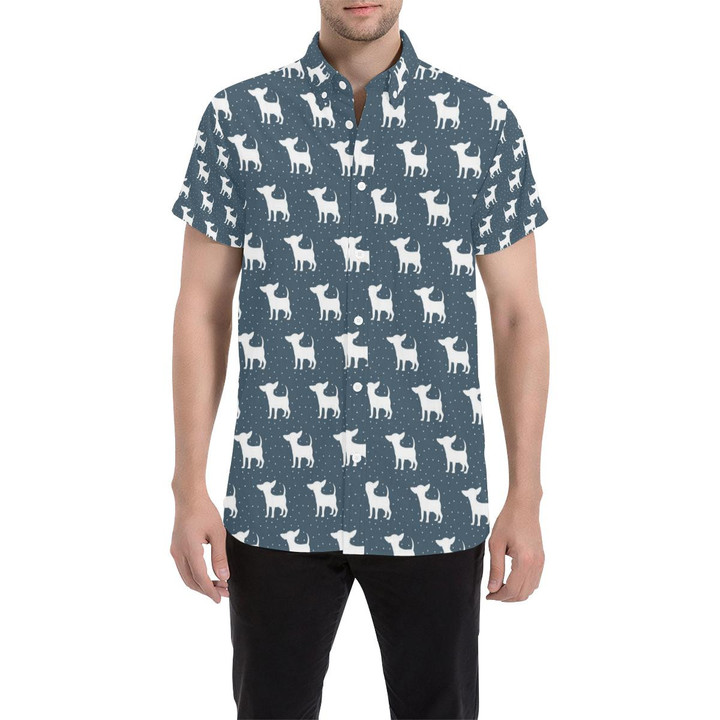 Chihuahua Pattern Print Design 03 3d Men's Button Up Shirt