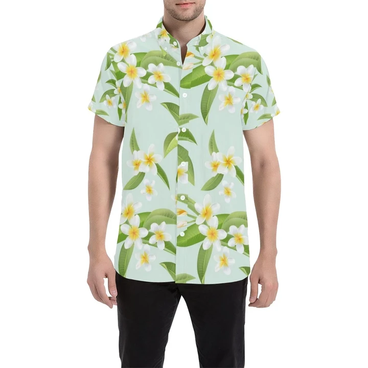 Yellow Plumeria Pattern Print Design Pm024 3d Men's Button Up Shirt