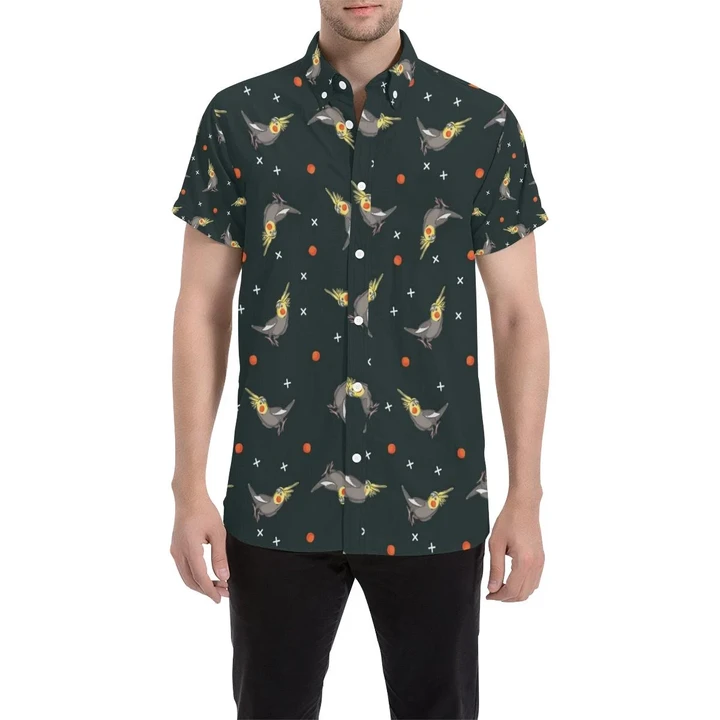 Cockatiel Pattern Print Design 02 3d Men's Button Up Shirt