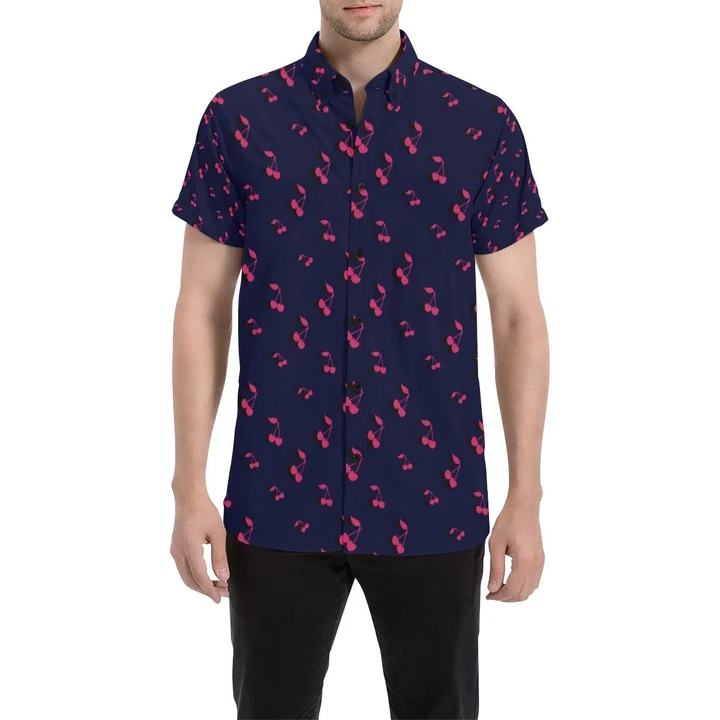 Cherry Pattern Print Design 02 3d Men's Button Up Shirt