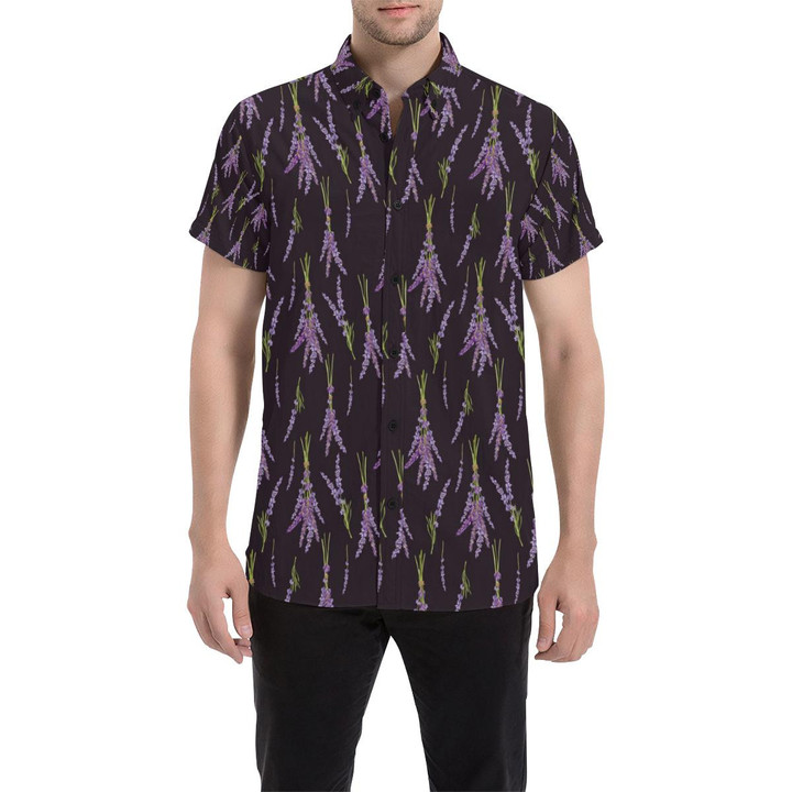 Lavender Pattern Print Design Lv05 3d Men's Button Up Shirt