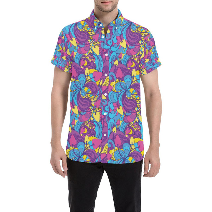Psychedelic Mushroom Pattern Print Design A03 3d Men's Button Up Shirt