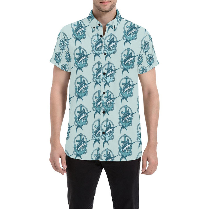 Swordfish Pattern Print Design 03 3d Men's Button Up Shirt