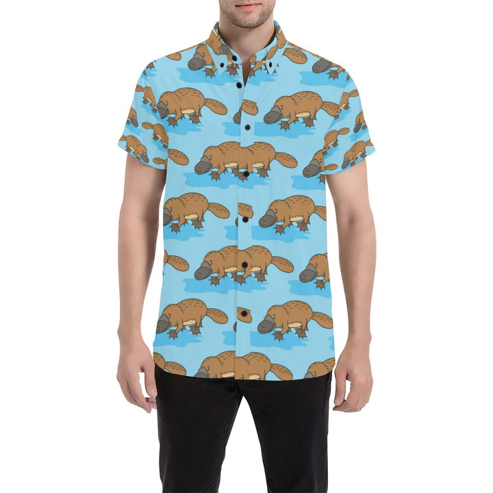 Platypus Pattern Print Design A02 3d Men's Button Up Shirt