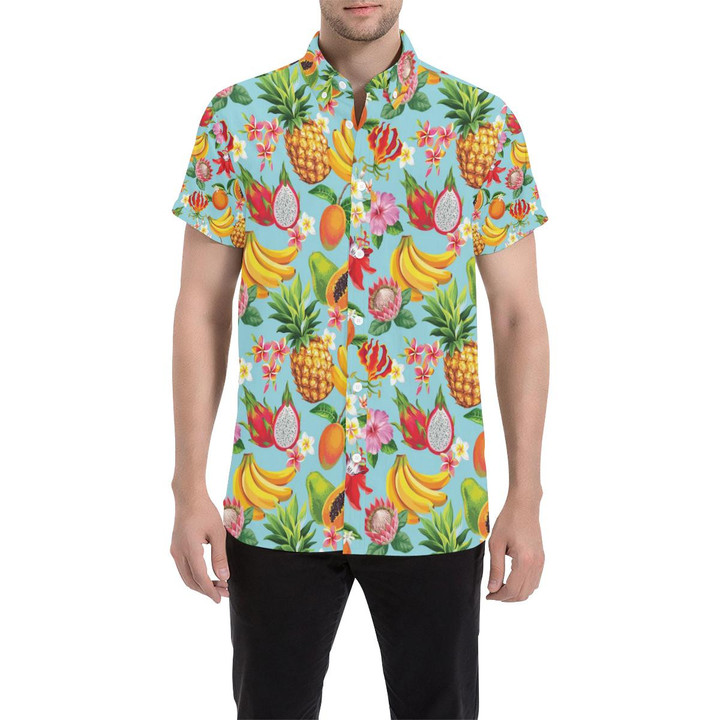 Tropical Fruits Pattern Print Design Tf01 3d Men's Button Up Shirt