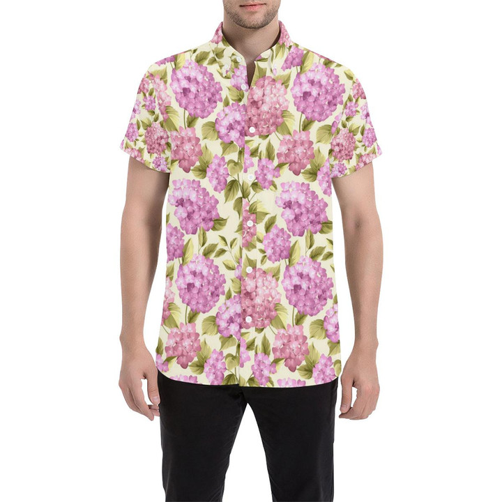 Hydrangea Pattern Print Design Hd05 3d Men's Button Up Shirt