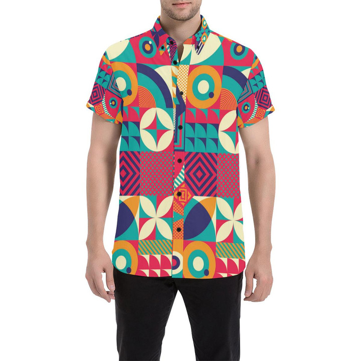 Mosaic Pattern Print Design 03 3d Men's Button Up Shirt