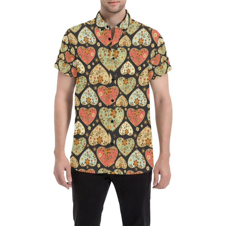 Heart Boho Pattern Print Design He04 3d Men's Button Up Shirt