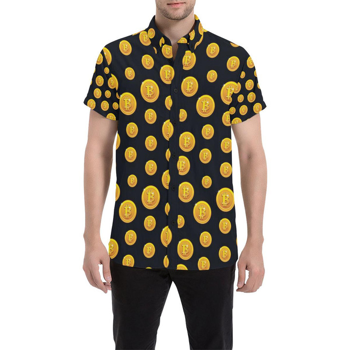 Bitcoin Pattern Print Design Do04 3d Men's Button Up Shirt
