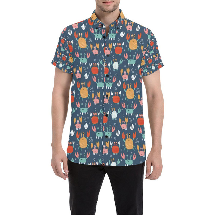 Crab Pattern Print Design 05 3d Men's Button Up Shirt