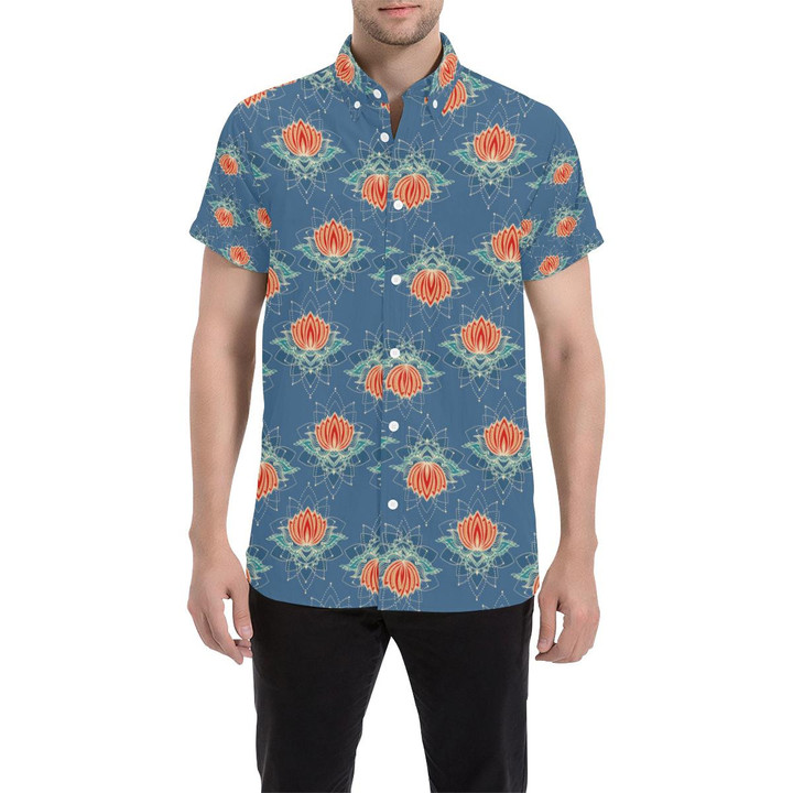 Lotus Boho Pattern Print Design Lo07 3d Men's Button Up Shirt