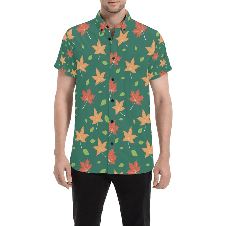 Maple Leaf Pattern Print Design 04 3d Men's Button Up Shirt