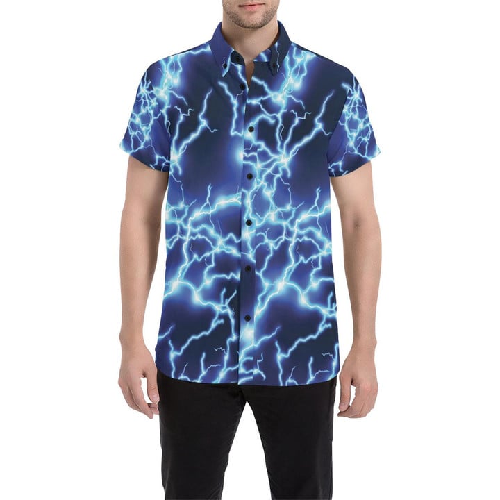 Lightning Thunder Pattern Print Design 04 3d Men's Button Up Shirt