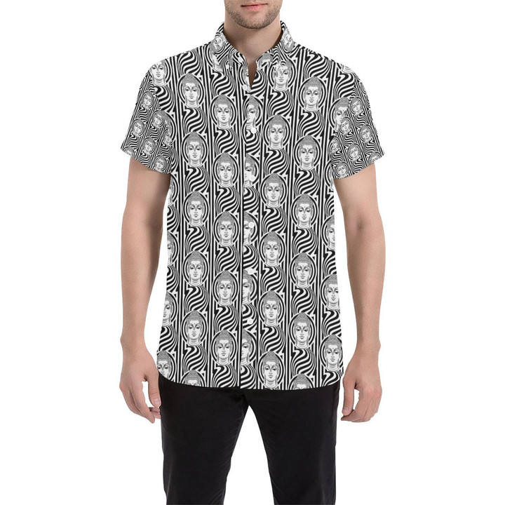 Buddha Pattern Print Design 05 3d Men's Button Up Shirt