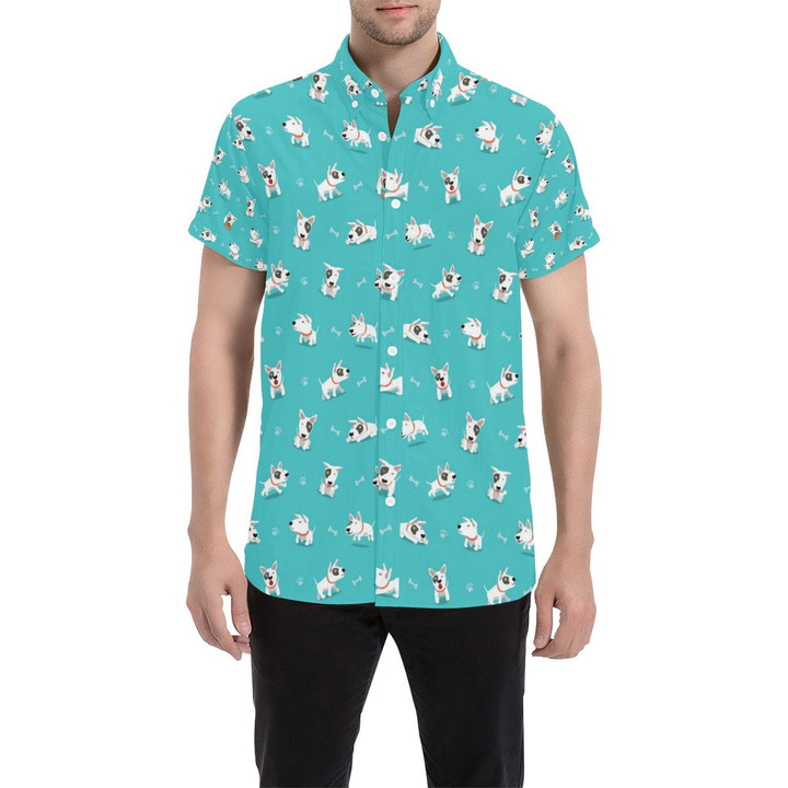 Bull Terriers Pattern Print Design 07 3d Men's Button Up Shirt