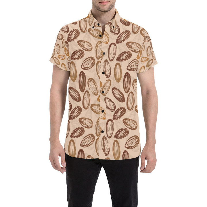 Almond Pattern Print Design 02 3d Men's Button Up Shirt