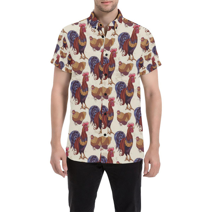Rooster Pattern Print Design A03 3d Men's Button Up Shirt