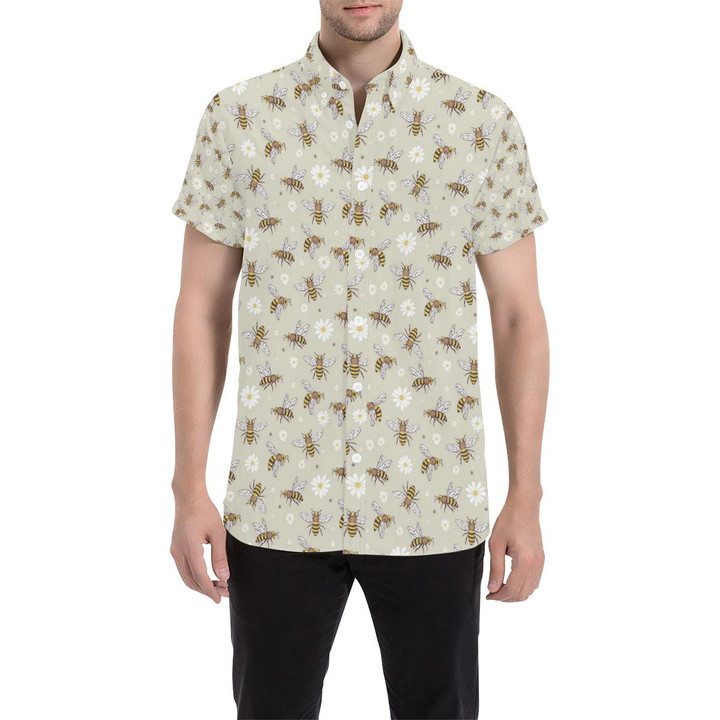 Bee Pattern Print Design 03 3d Men's Button Up Shirt