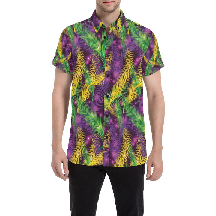 Mardi Gras Pattern Print Design 09 3d Men's Button Up Shirt