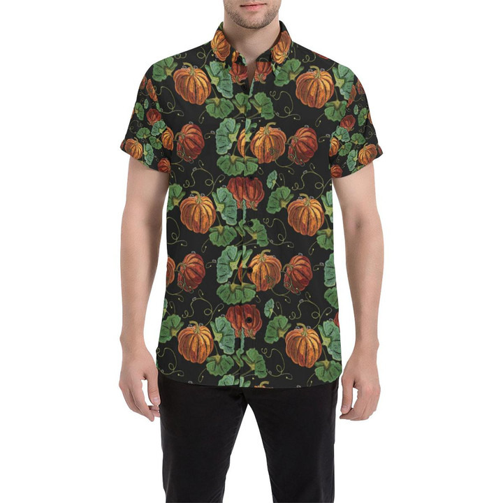 Pumpkin Pattern Print Design A02 3d Men's Button Up Shirt